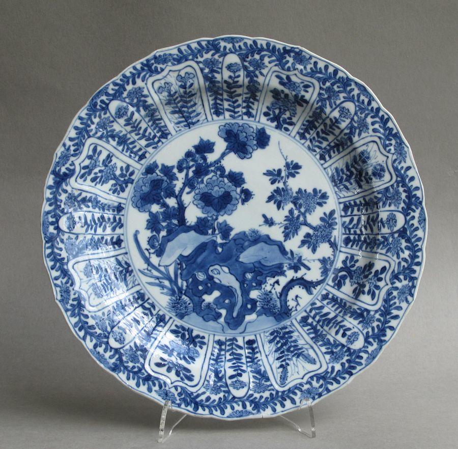 Chinese moulded blue and white plate, Kangxi