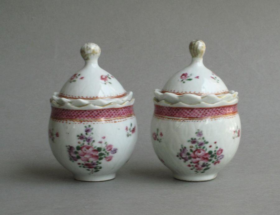 A pair of famille rose covered jars, Qianlong