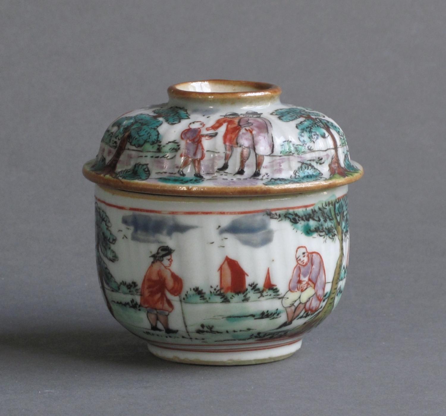 Dutch decorated Chinese pot and cover