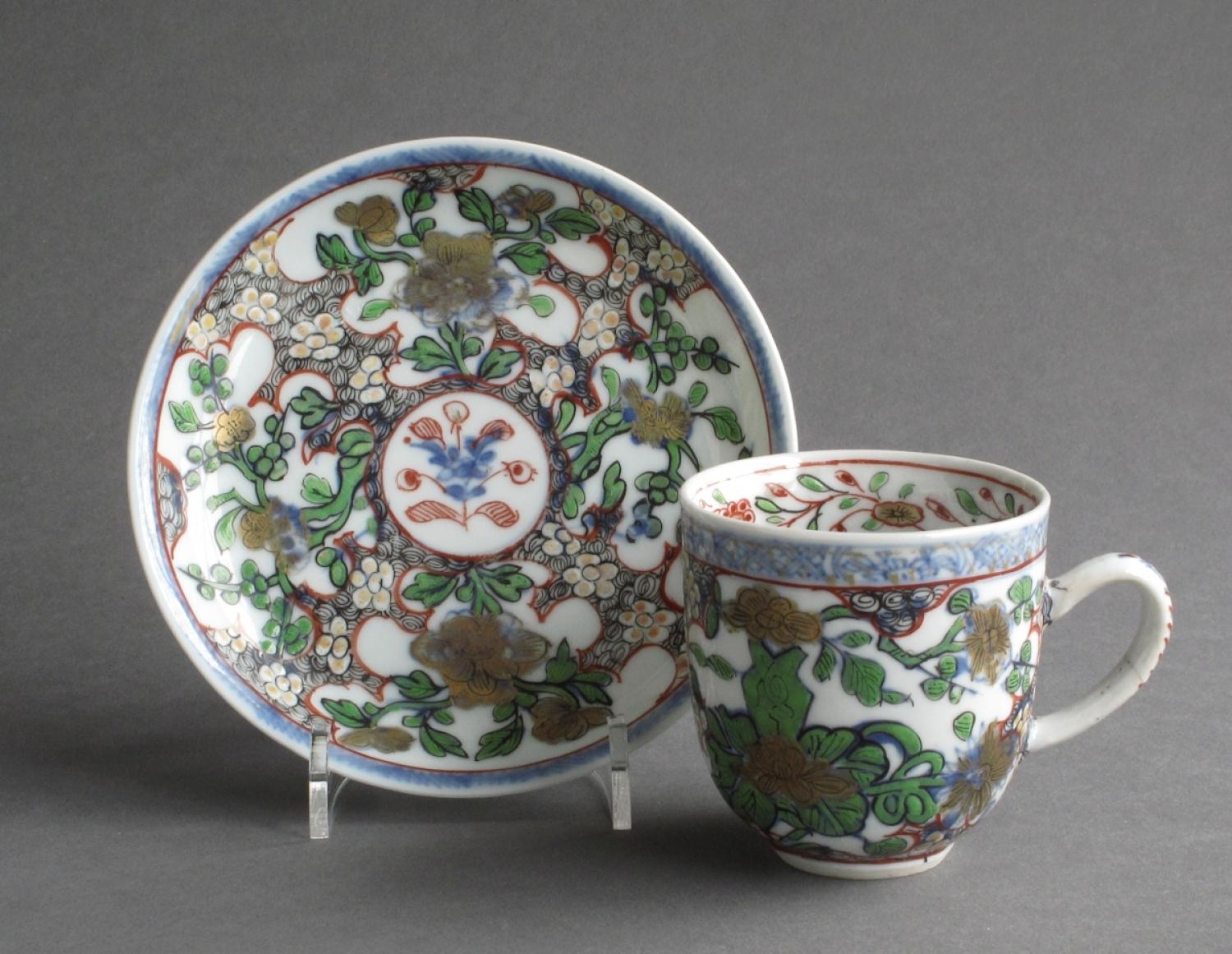 Chinese coffee cup & saucer with London decor