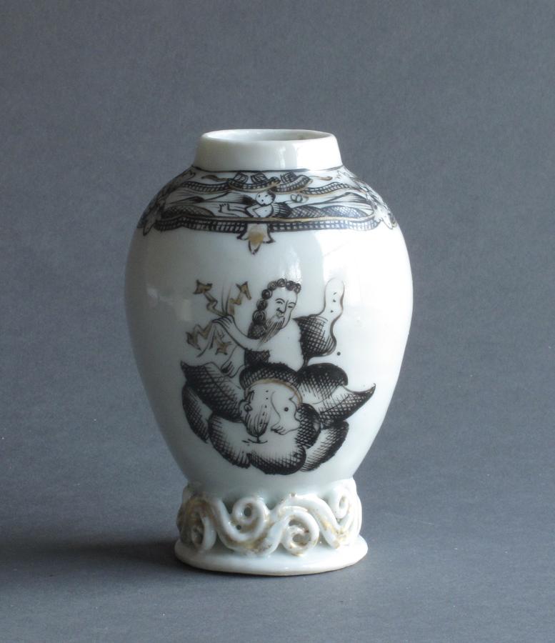 Chinese export grisaille tea canister c1750