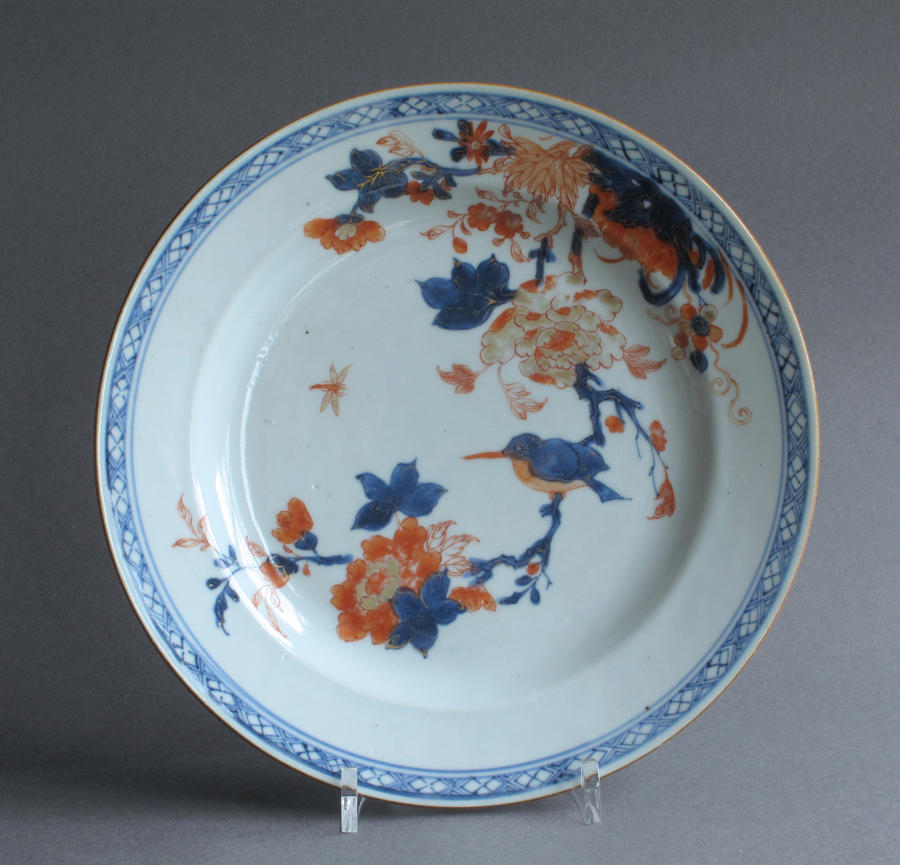 A Chinese Imari plate with Kingfisher