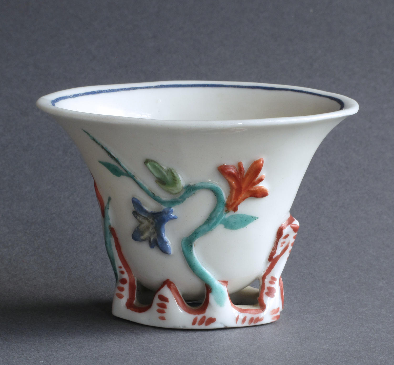 European-decorated Chinese blanc de Chine cup