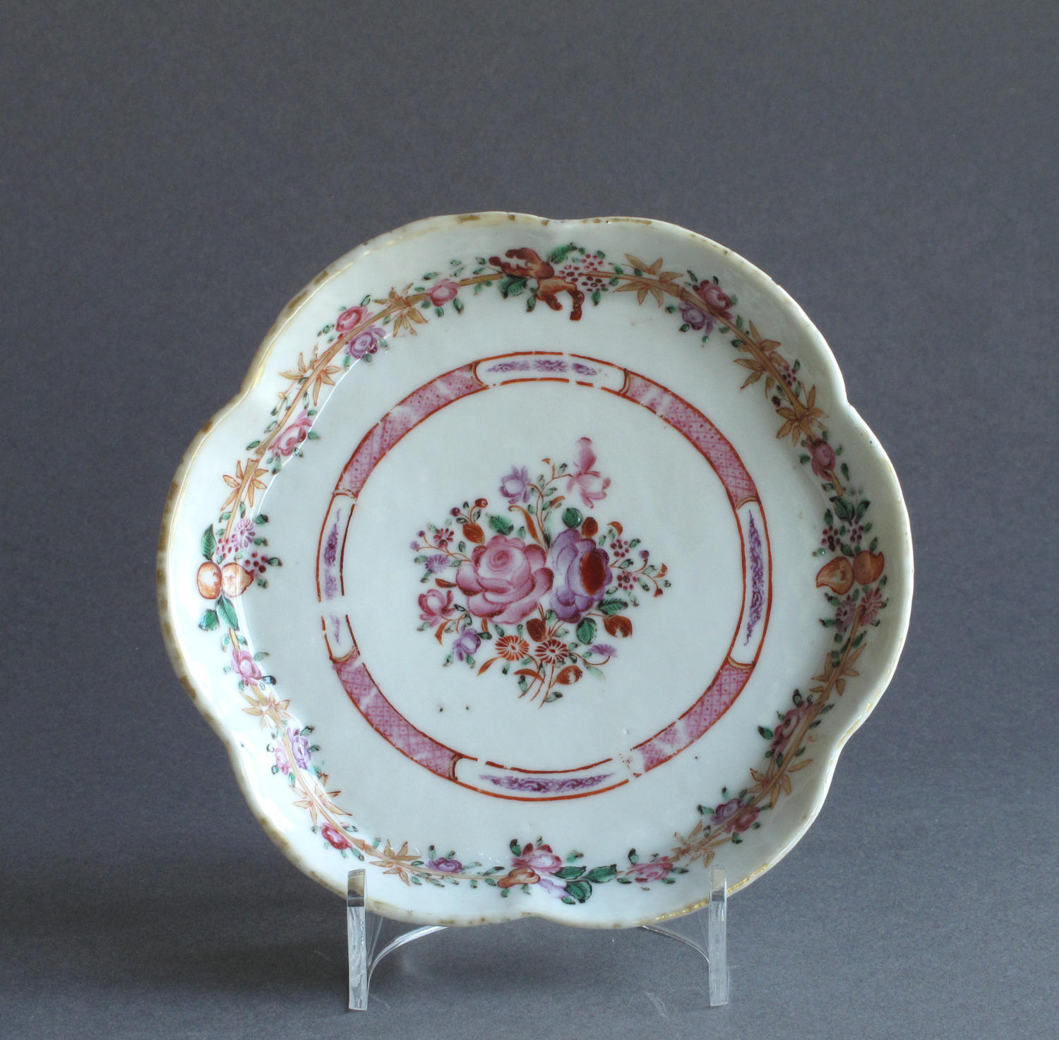 A Chinese export famille rose teapot stand, Qianlong