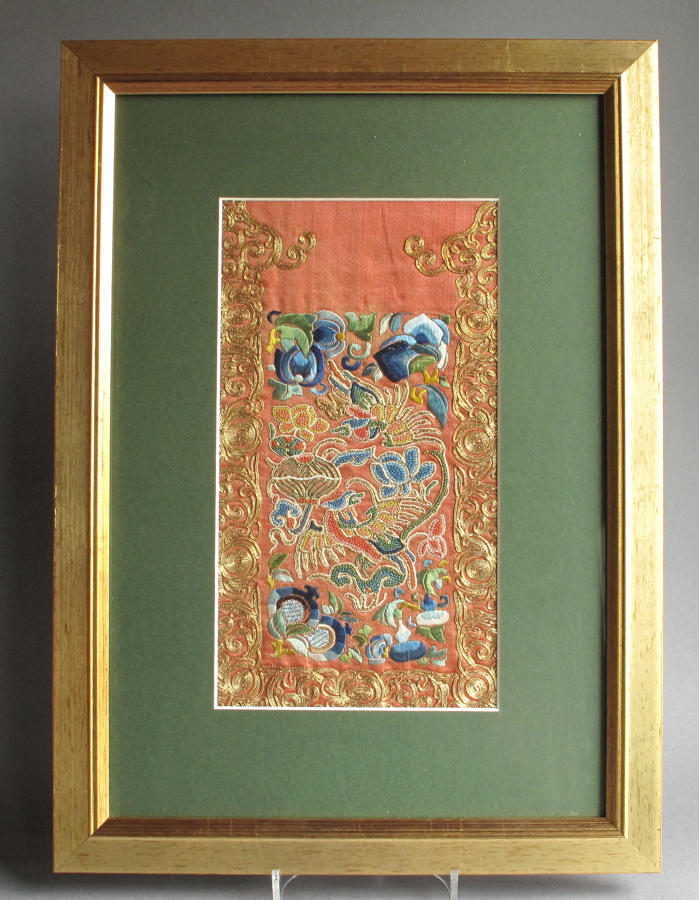A Chinese silk panel from a Han-style wedding skirt, late C19th
