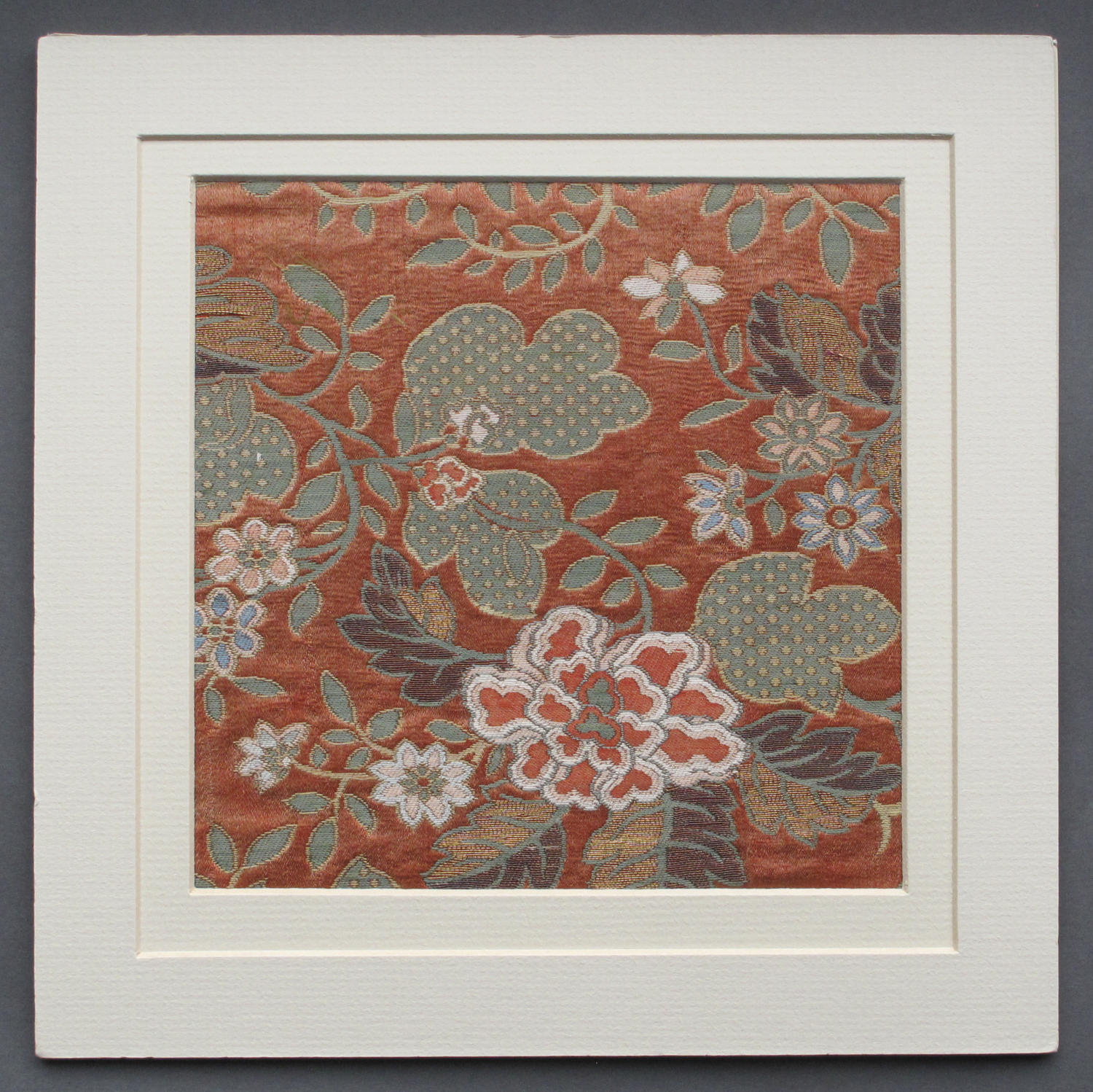 An attractive piece of C19th Chinese silk brocade with paeony design