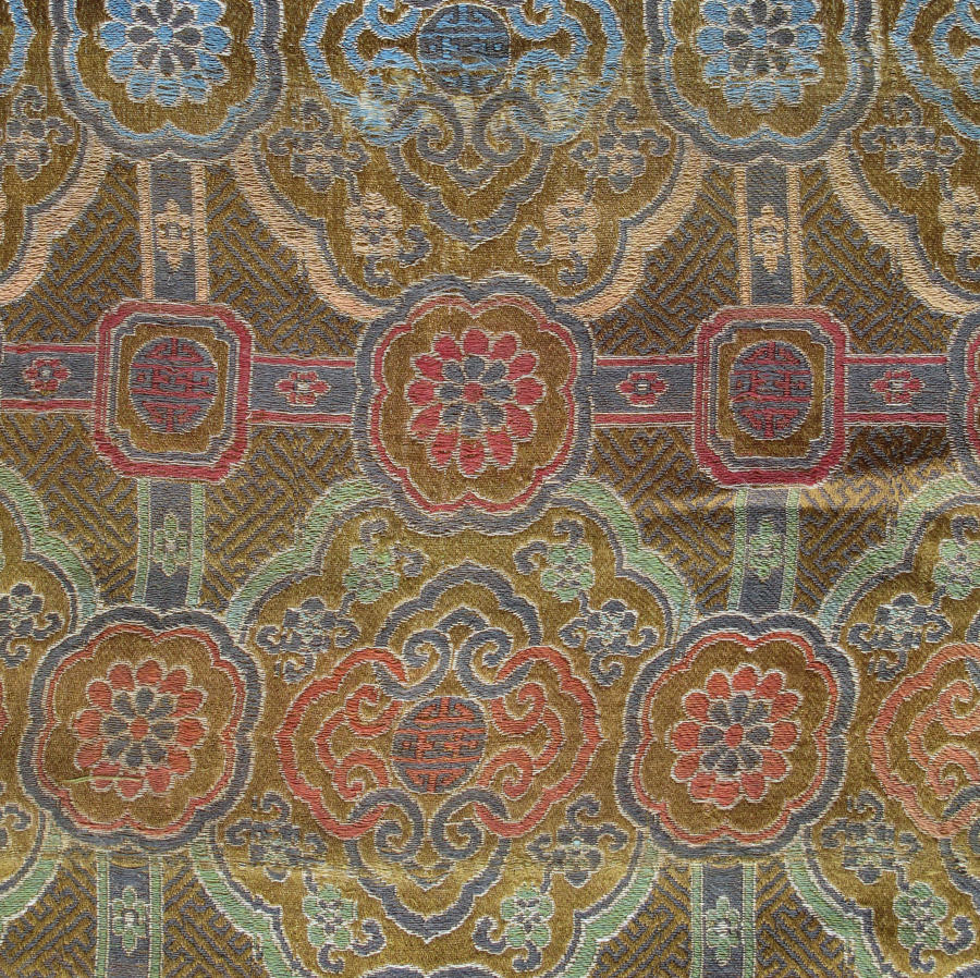 A good Chinese C17th silk lampas weave panel