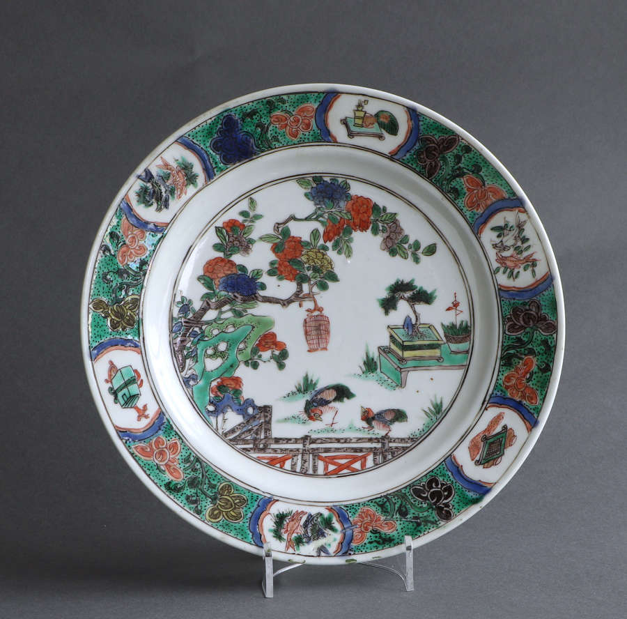 A good Chinese export famille verte plate, Kangxi (A)