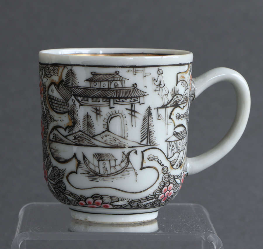 A rare London-decorated Chinese coffee cup, Qianlong (B)