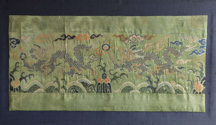 An 18th century Chinese silk brocade with dragons