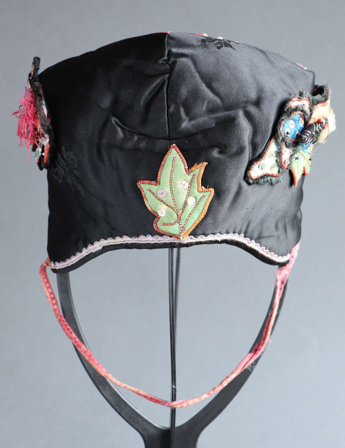 A late 19th century Chinese lady's black silk hat