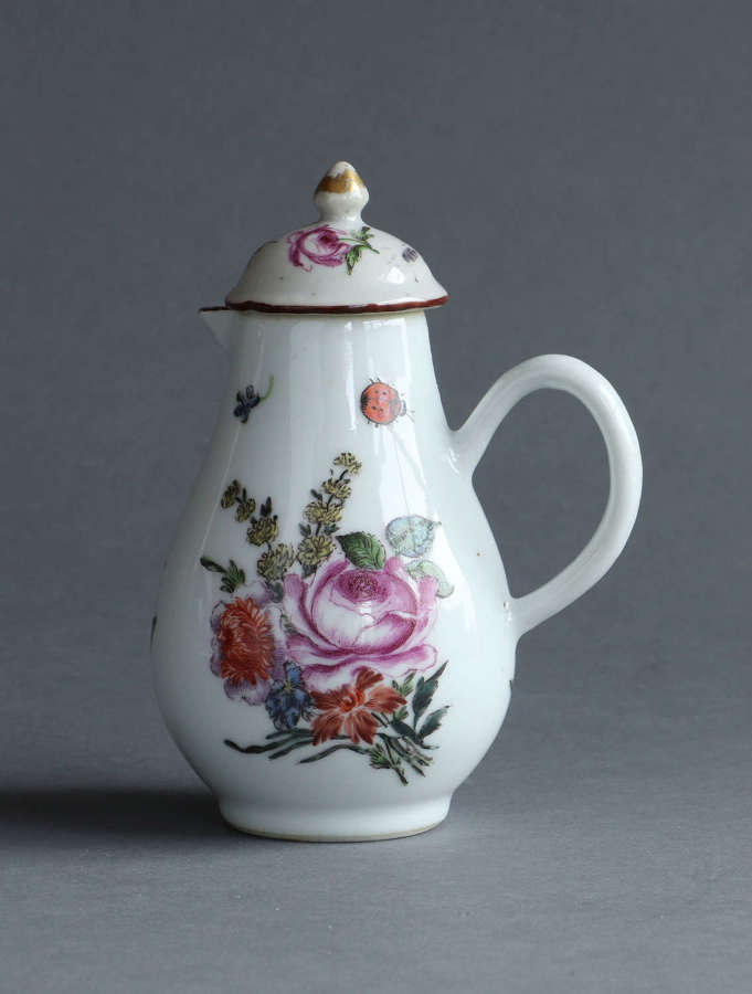 A London-decorated Chinese export cream jug and cover, Qianlong