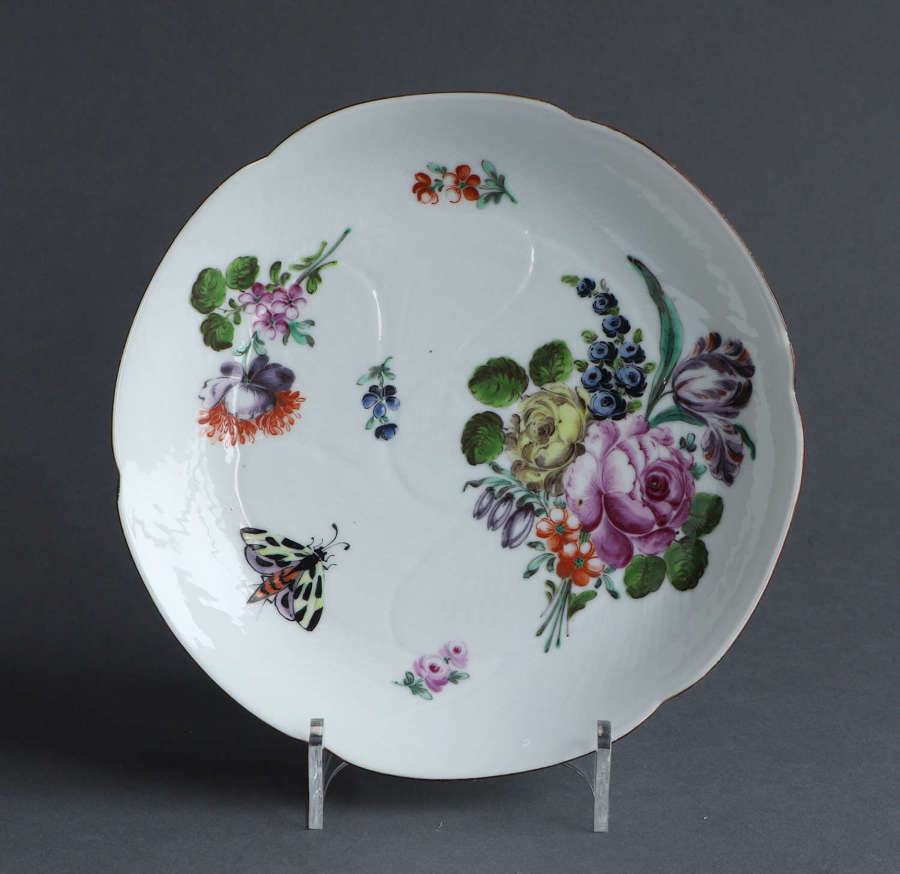 A good London decorated lobed Chinese export saucer dish, Qianlong