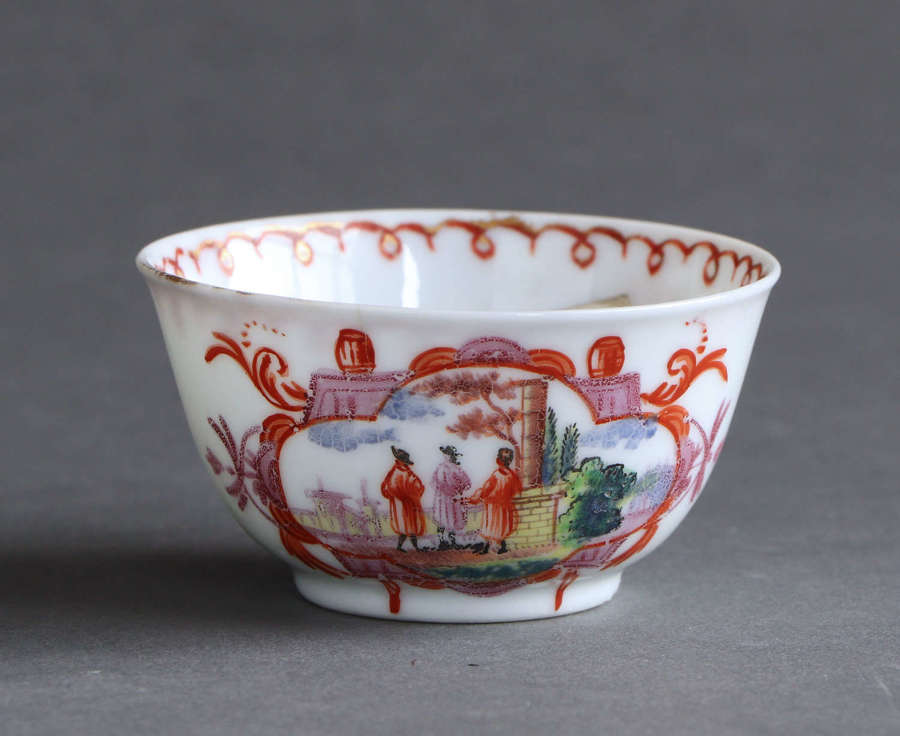 A small Chinese export teabowl in Meissen style, Meissen mark Qianlong