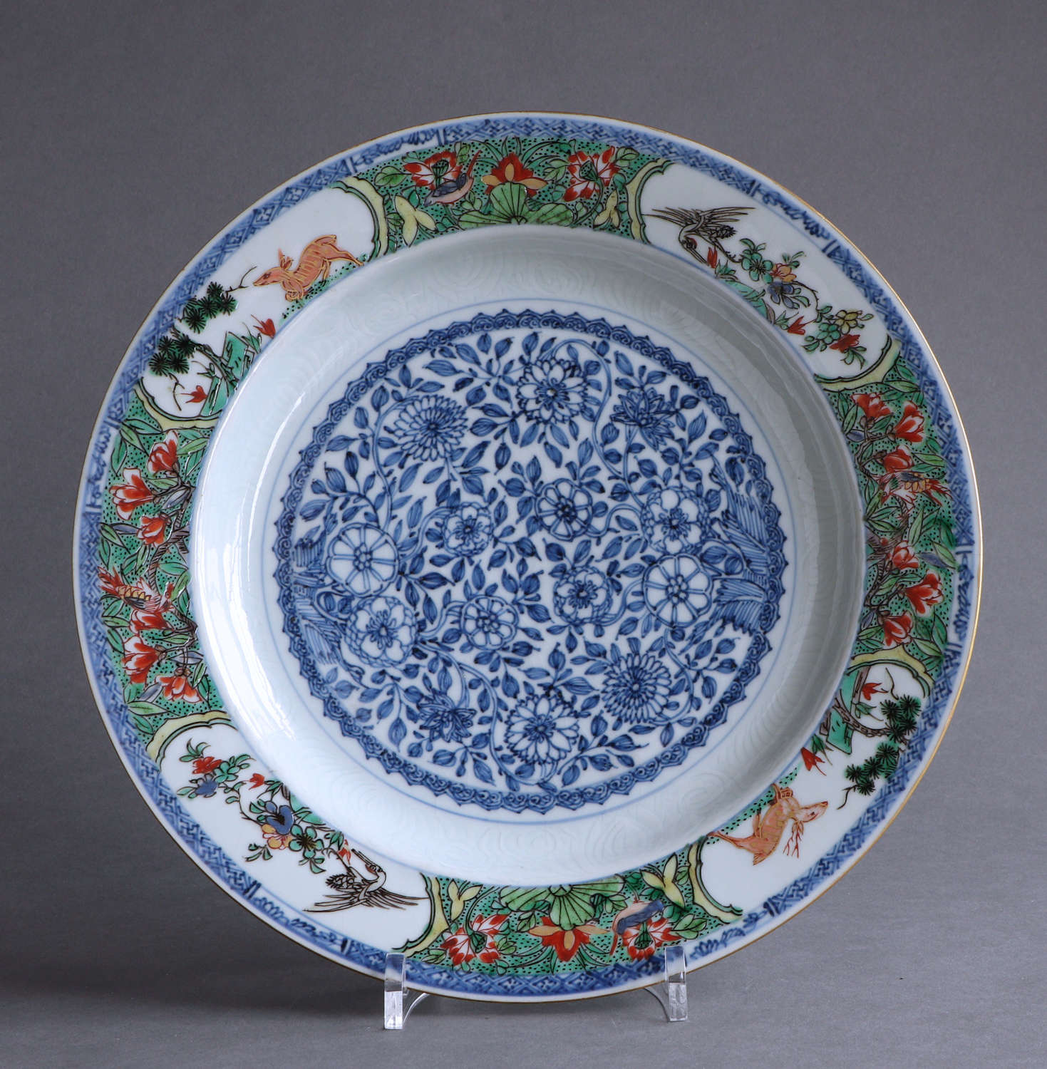 A good quality large Chinese famille verte plate, Kangxi (B)