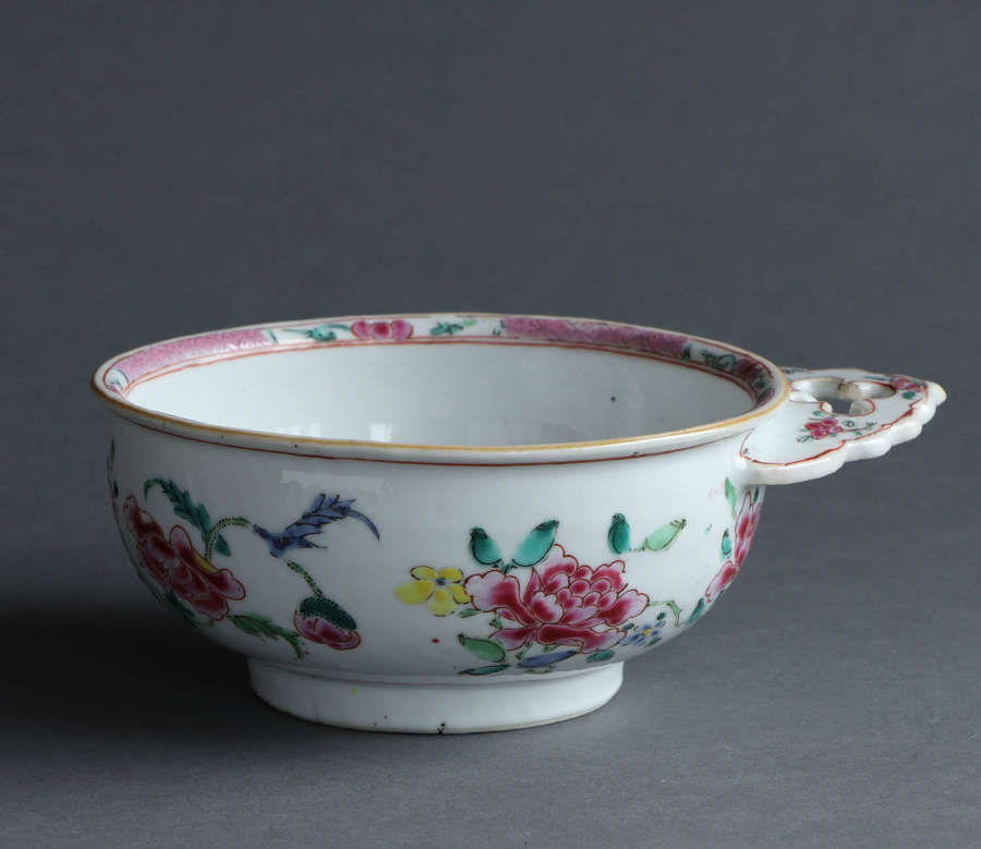 A rare Chinese export famille rose bleeding bowl or porringer Qianlong