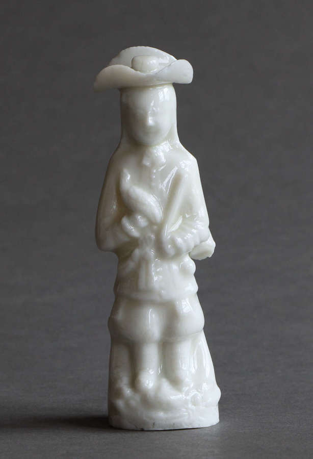 A Chinese blanc de Chine whistle modelled as a standing European man
