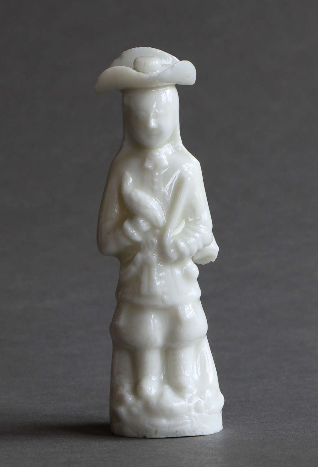 A Chinese blanc de Chine whistle modelled as a standing European man