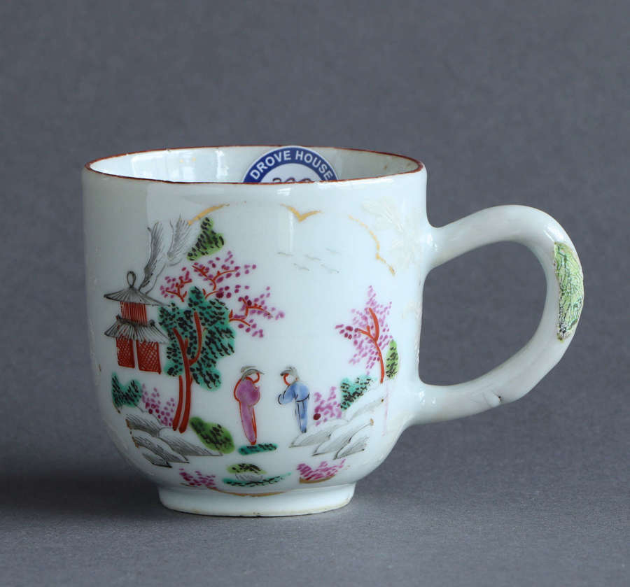 A Chinese export coffee cup with English Stag Hunt decoration